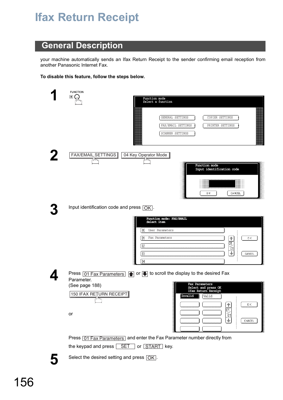 Ifax return receipt, General description | Panasonic DP-6010 User Manual | Page 156 / 228