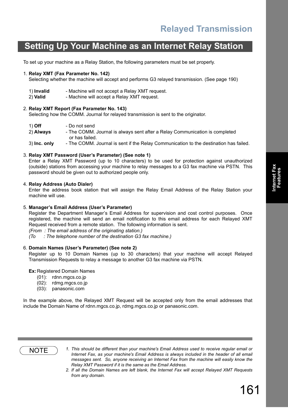 Relayed transmission | Panasonic DP-6010 User Manual | Page 161 / 228