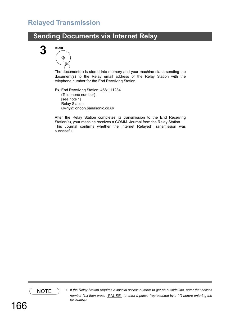 Relayed transmission, Sending documents via internet relay | Panasonic DP-6010 User Manual | Page 166 / 228