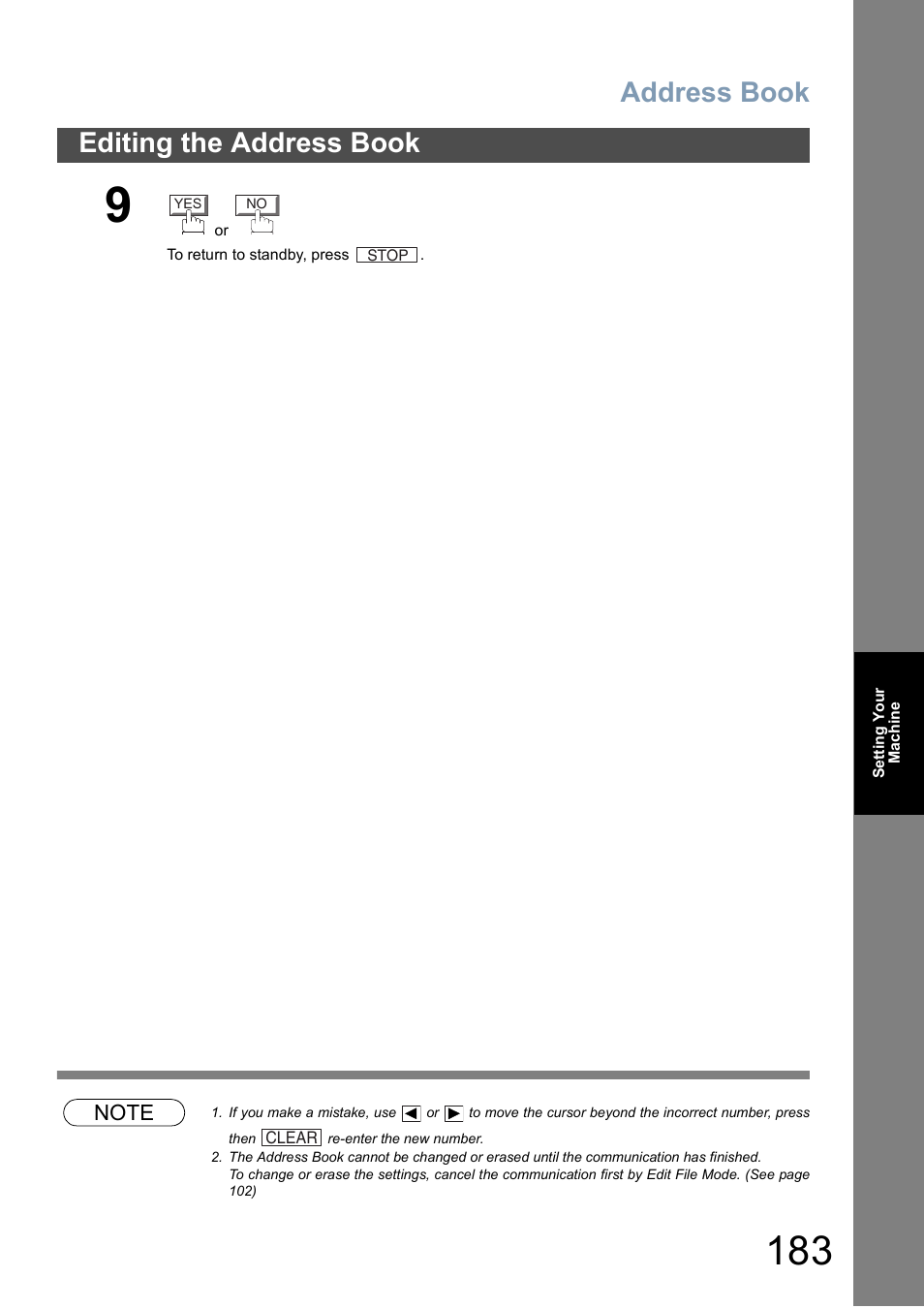 Address book, Editing the address book | Panasonic DP-6010 User Manual | Page 183 / 228