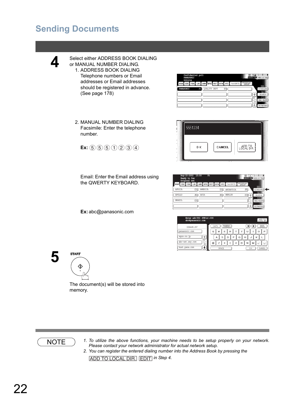 Sending documents | Panasonic DP-6010 User Manual | Page 22 / 228