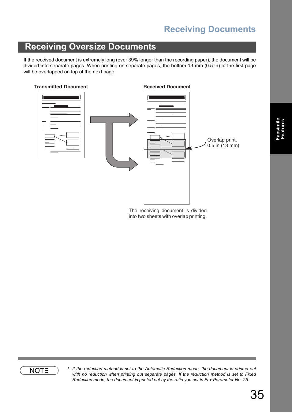 Receiving oversize documents, Receiving documents | Panasonic DP-6010 User Manual | Page 35 / 228