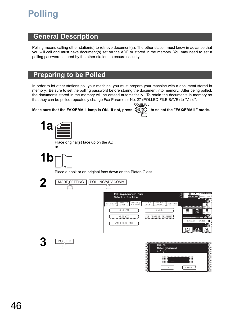 Polling, General description, Preparing to be polled | General description preparing to be polled | Panasonic DP-6010 User Manual | Page 46 / 228