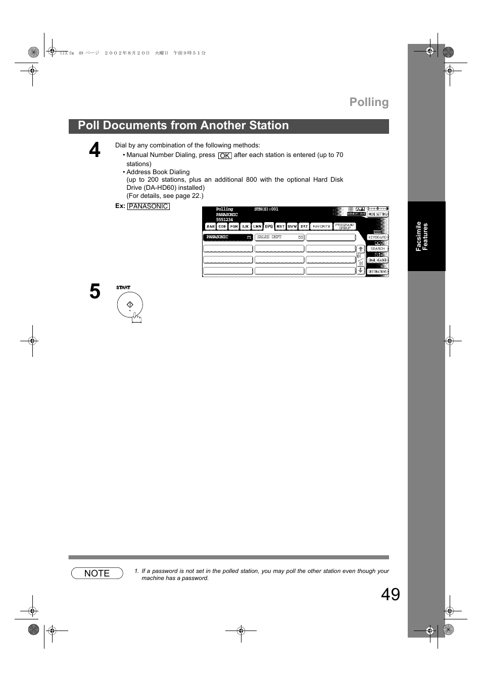 Polling, Poll documents from another station | Panasonic DP-6010 User Manual | Page 49 / 228