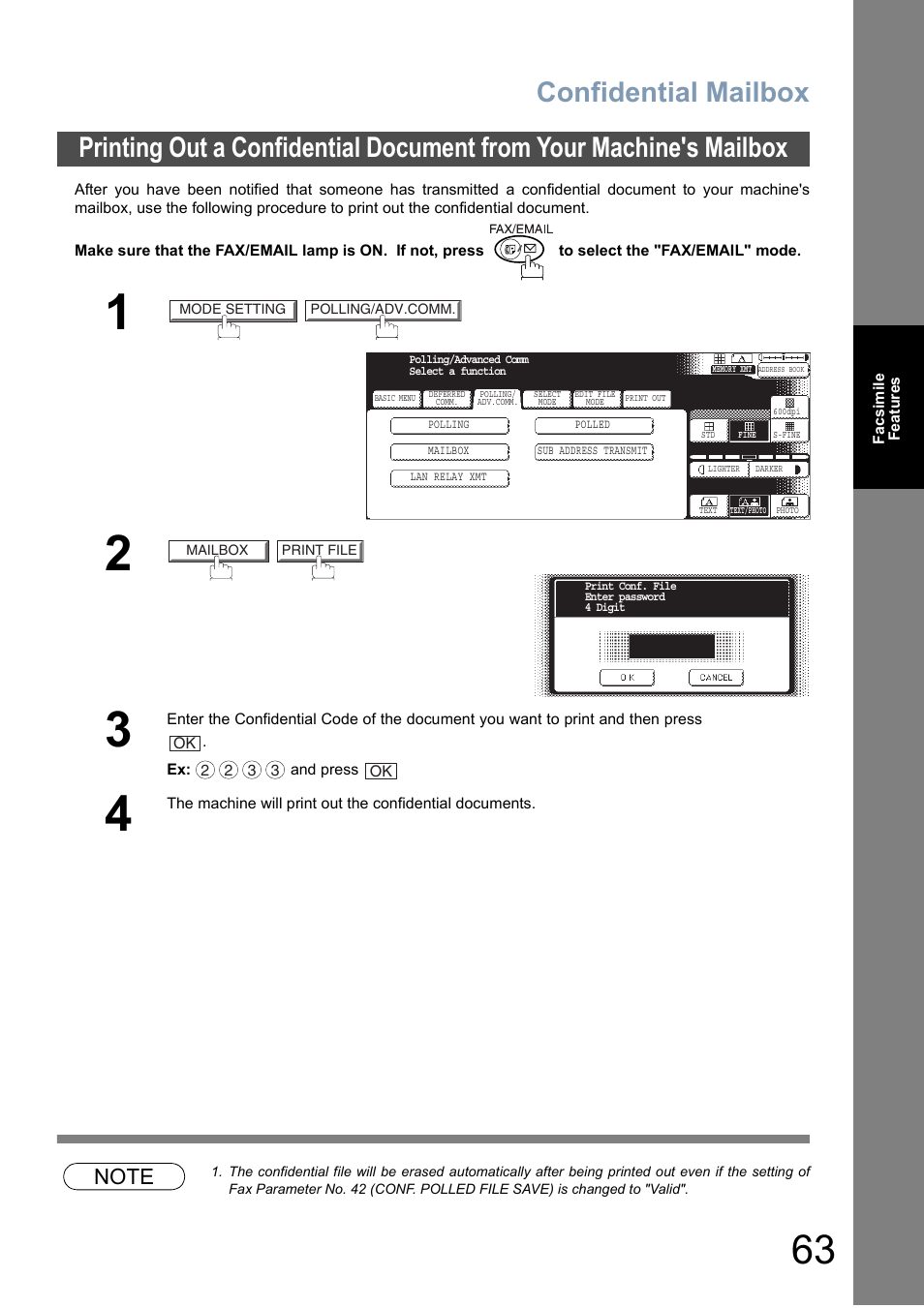 Confidential mailbox | Panasonic DP-6010 User Manual | Page 63 / 228