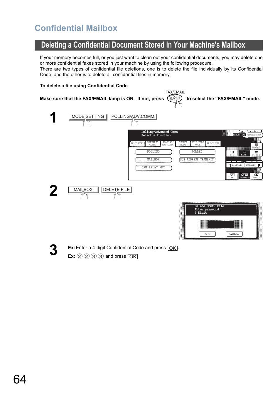 Confidential mailbox | Panasonic DP-6010 User Manual | Page 64 / 228