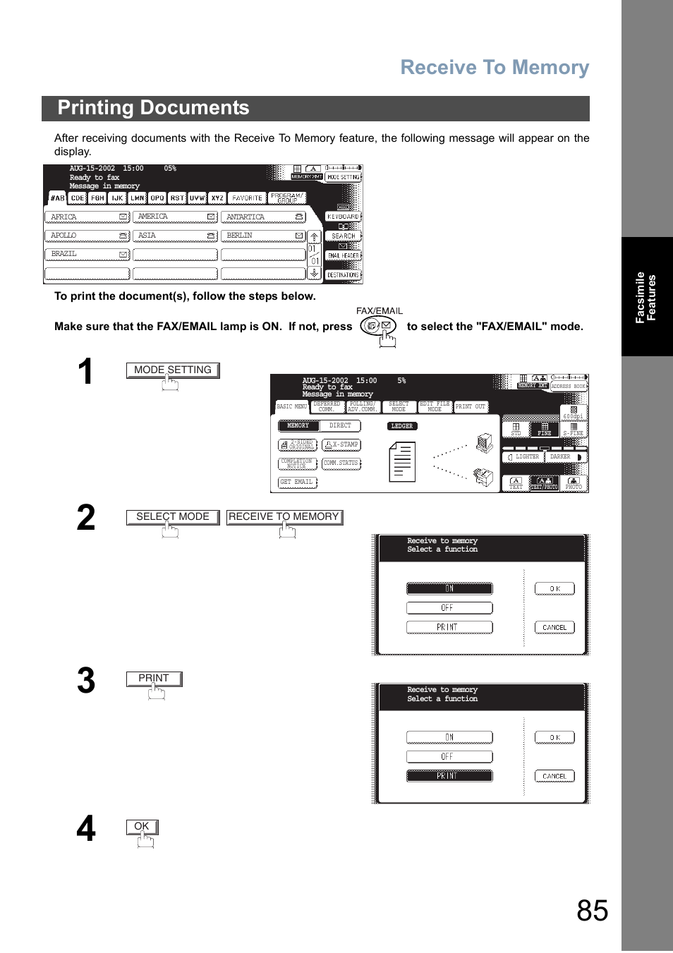 Printing documents | Panasonic DP-6010 User Manual | Page 85 / 228