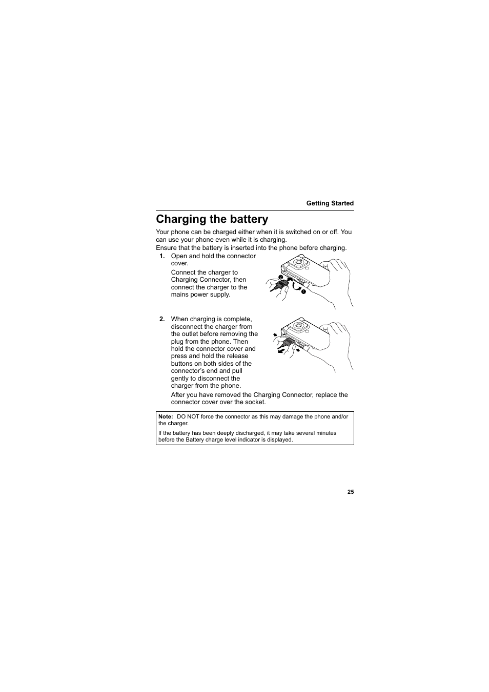 Charging the battery | Panasonic EB-VS2  EN User Manual | Page 28 / 170