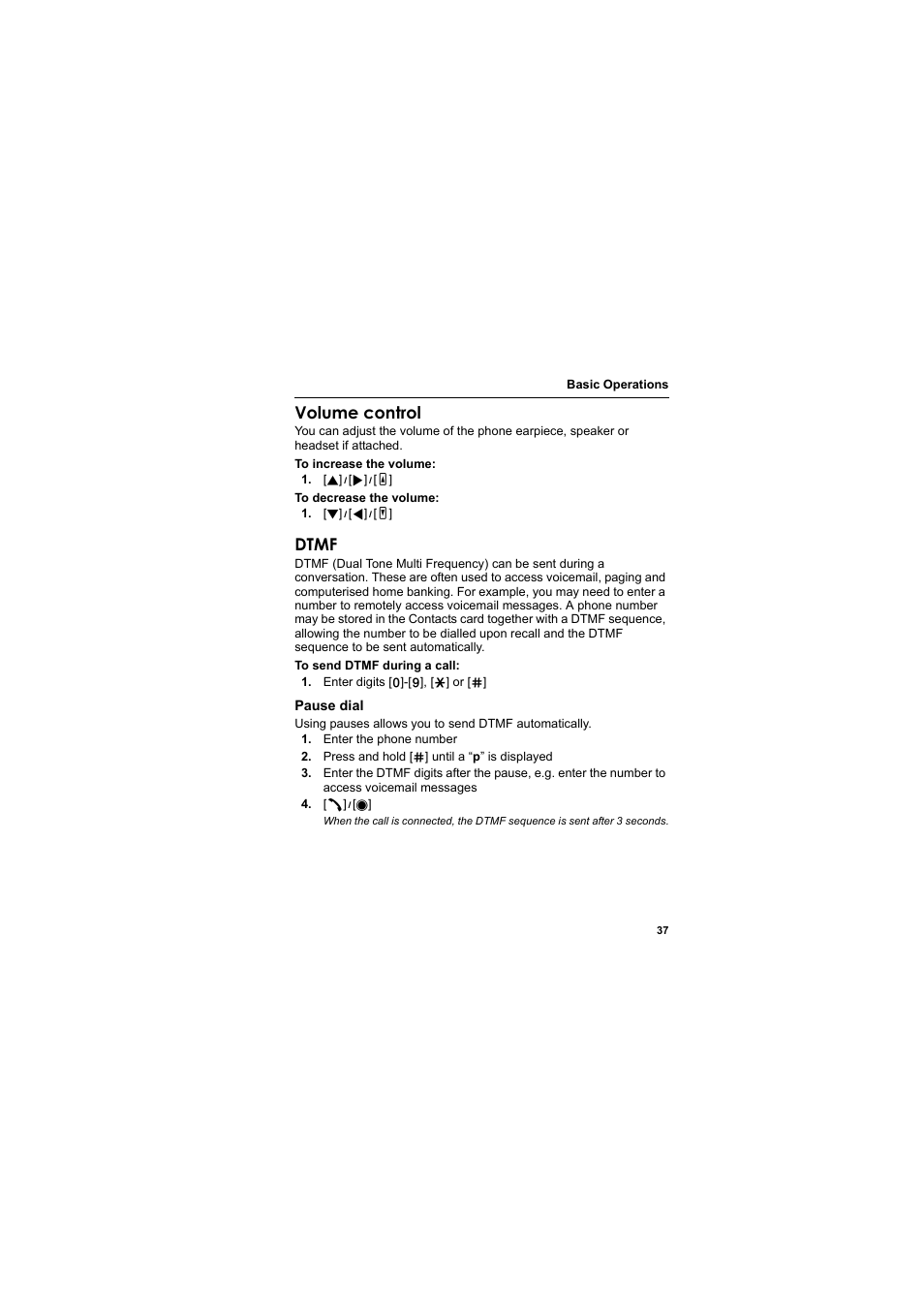 Volume control, Dtmf | Panasonic EB-VS2  EN User Manual | Page 40 / 170