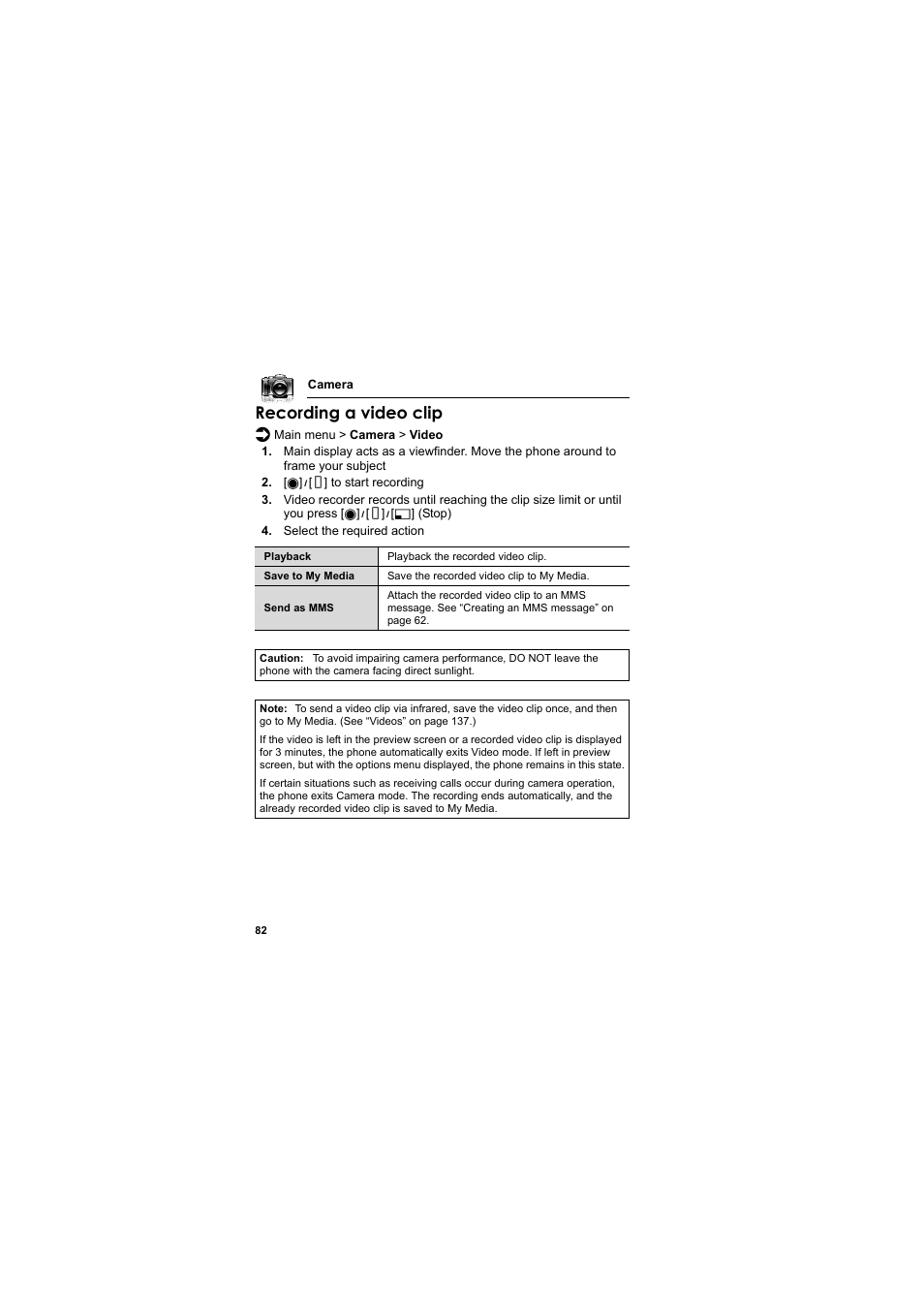 Recording a video clip | Panasonic EB-VS2  EN User Manual | Page 85 / 170