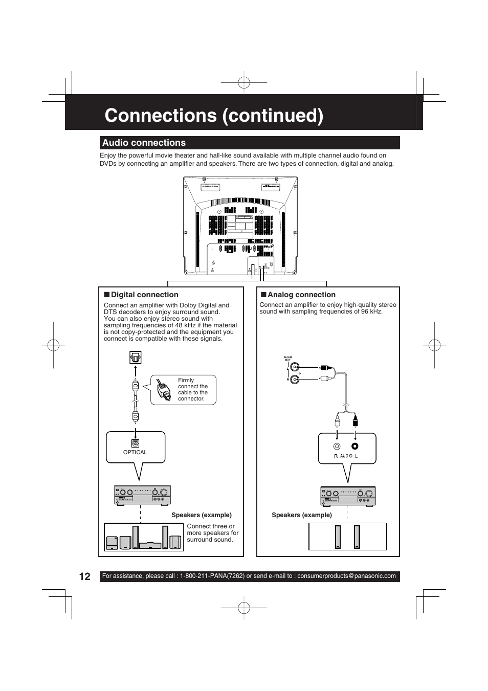 Connections (con tin ued) | Panasonic PV-DF2703 User Manual | Page 12 / 80