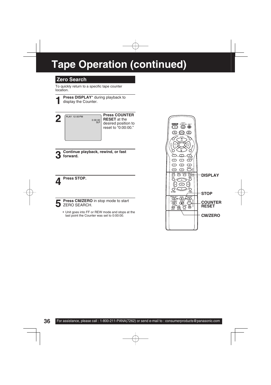 Tape operation (continued) | Panasonic PV-DF2703 User Manual | Page 36 / 80
