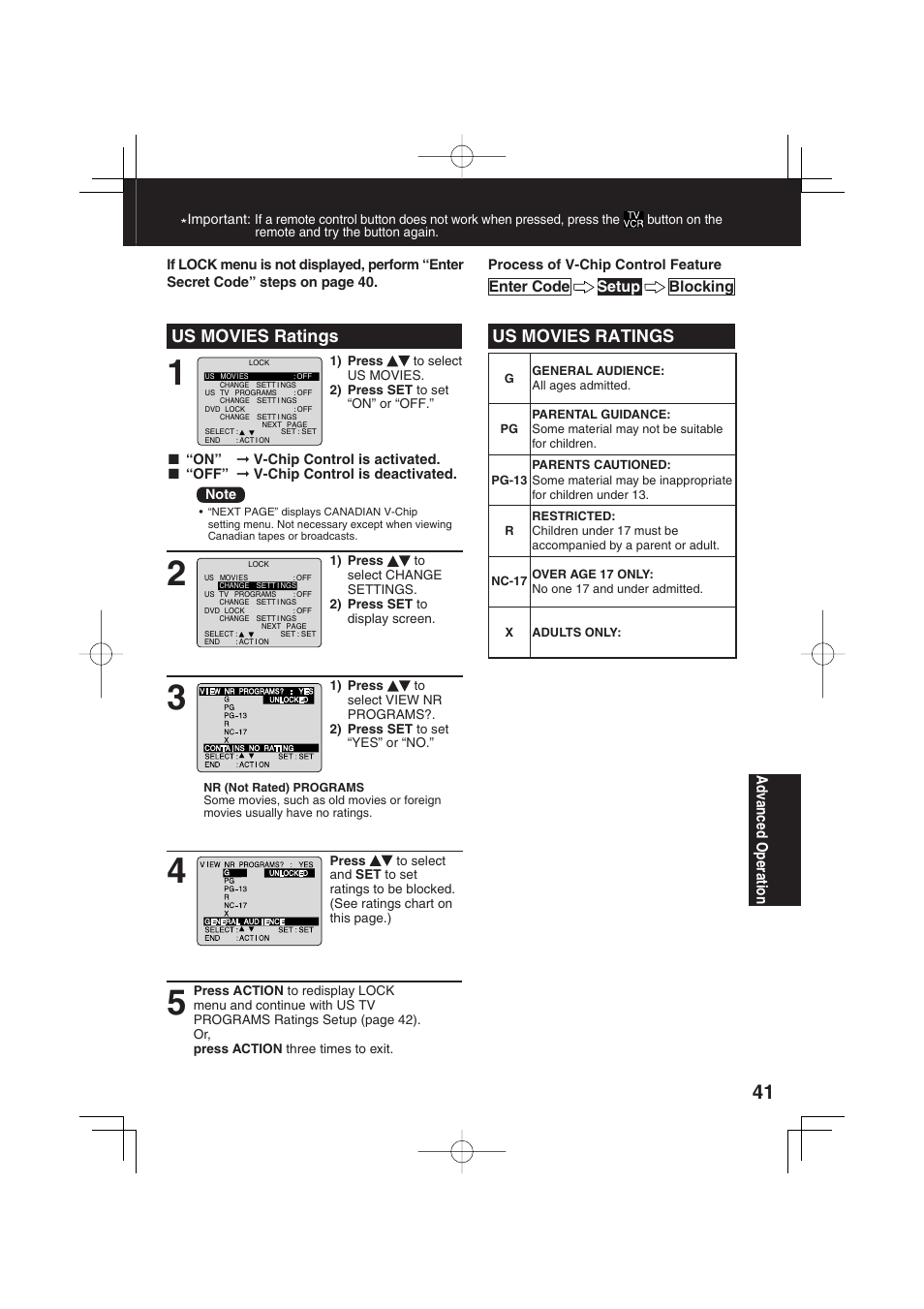 Us movies ratings us movies ratings | Panasonic PV-DF2703 User Manual | Page 41 / 80