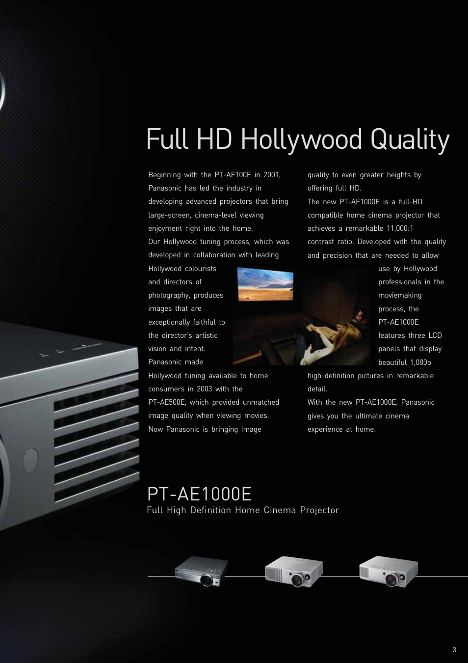 Full hd hollywood quality, Pt-ae1000e | Panasonic PT-AE1000E User Manual | Page 3 / 12