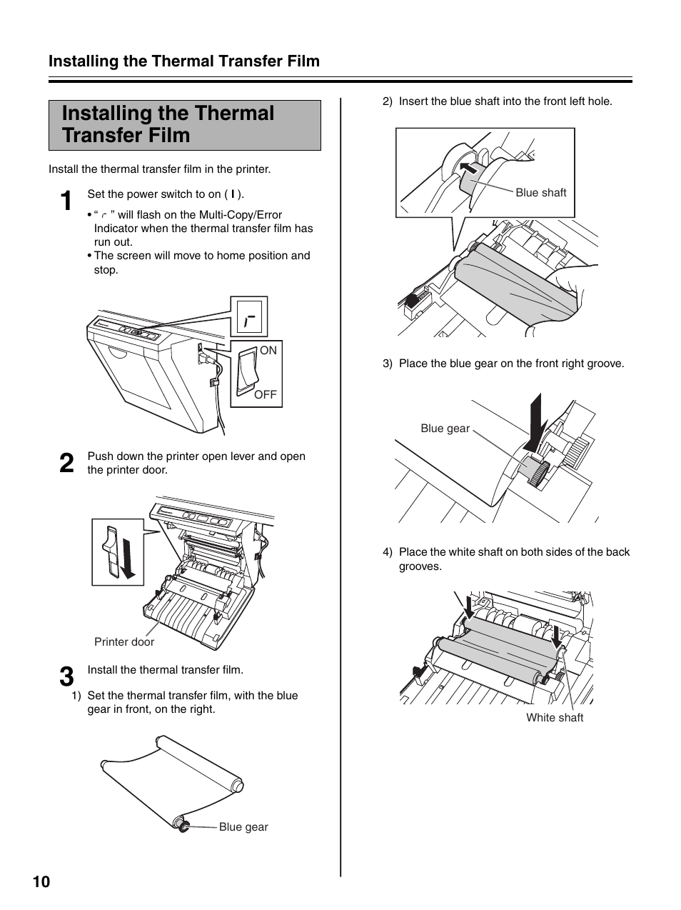 Installing the thermal transfer film, Ges 10 | Panasonic UB-5325 User Manual | Page 10 / 28