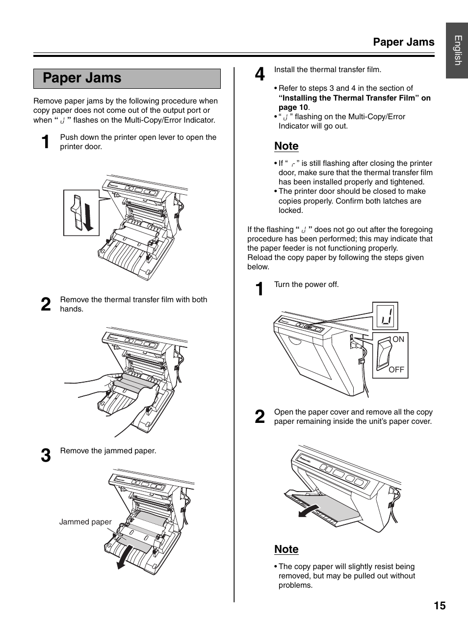 Paper jams | Panasonic UB-5325 User Manual | Page 15 / 28