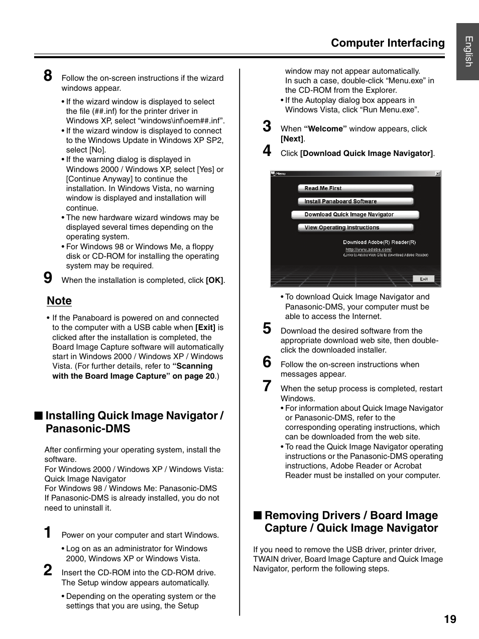 Installing quick image navigator / panasonic-dms | Panasonic UB-5325 User Manual | Page 19 / 28