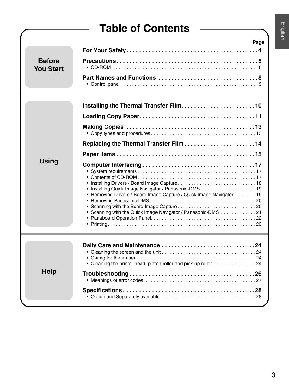 Panasonic UB-5325 User Manual | Page 3 / 28