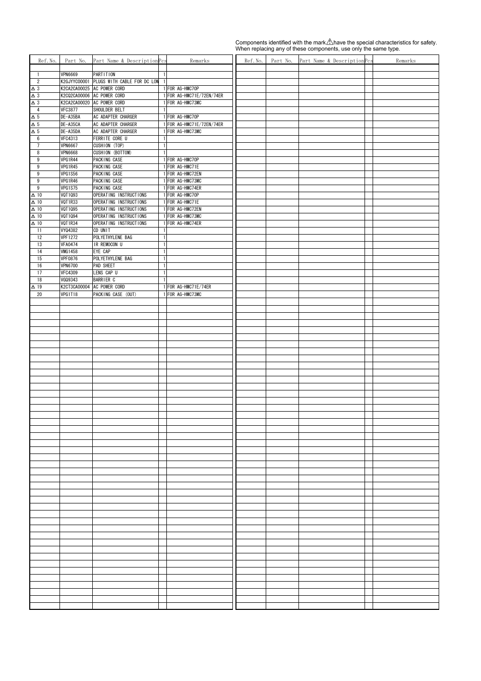 Packing parts assembly, Mpl-16 | Panasonic AG-HMC70P User Manual | Page 17 / 17