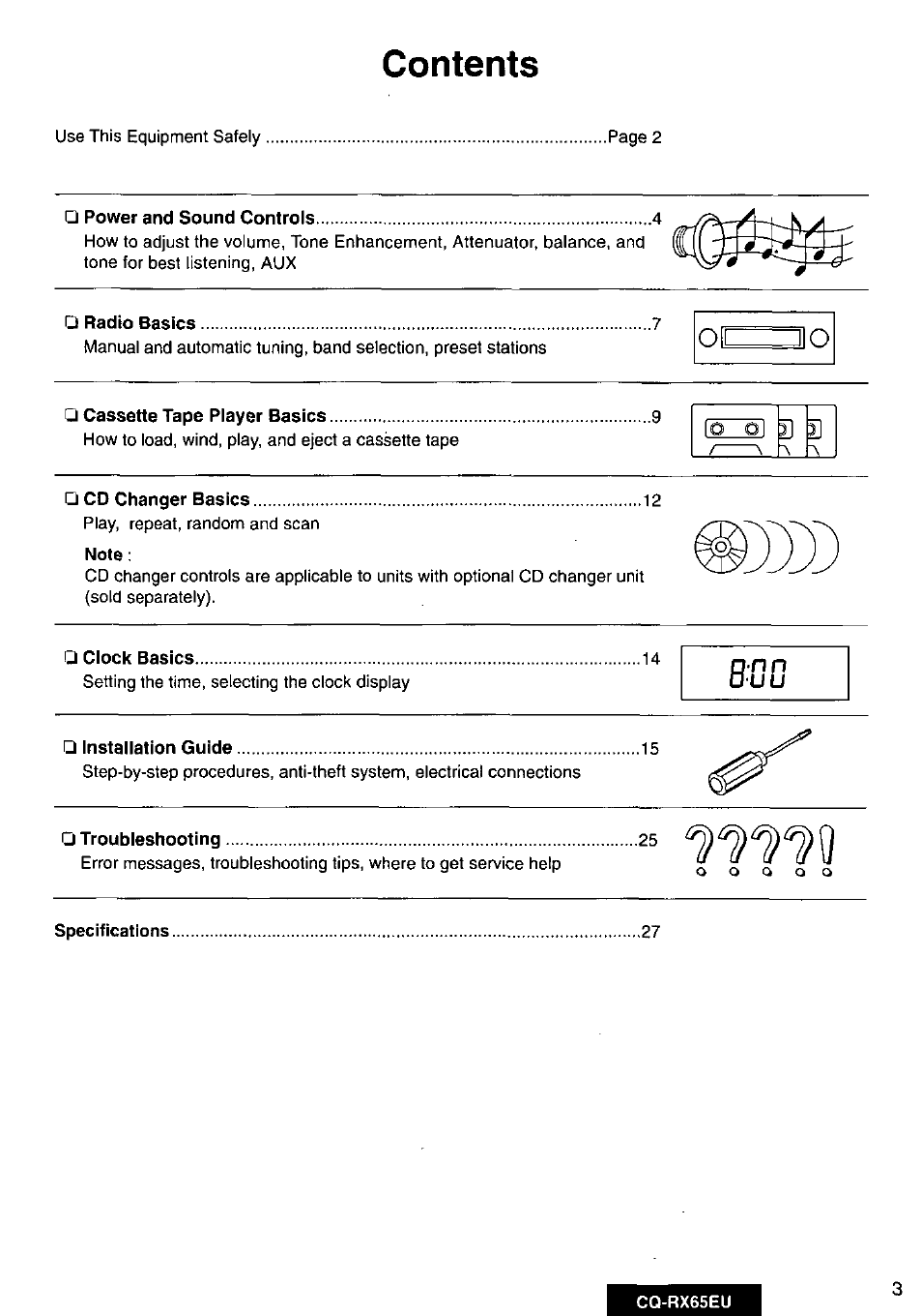 Panasonic CQRX65EU User Manual | Page 3 / 28