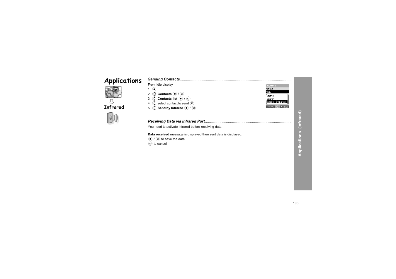 Applications, Infrared | Panasonic X66 User Manual | Page 106 / 129