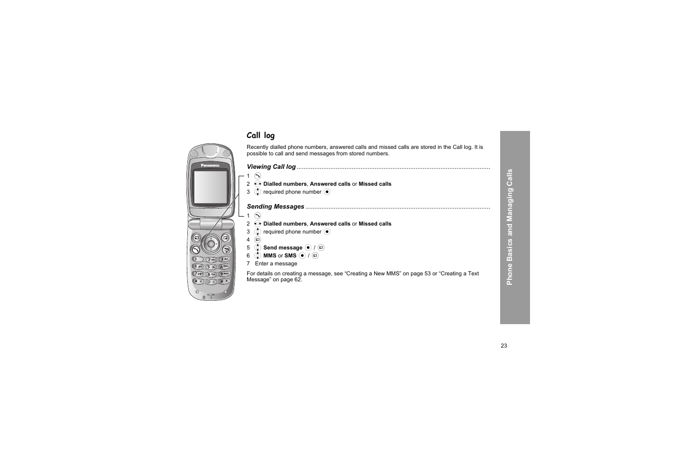 Call log | Panasonic X66 User Manual | Page 26 / 129