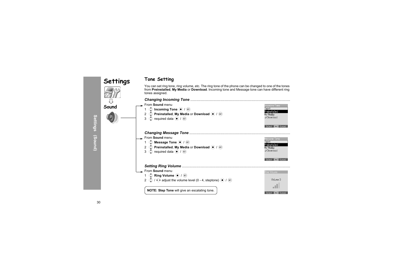 Tone setting, Settings, Sound | Panasonic X66 User Manual | Page 33 / 129