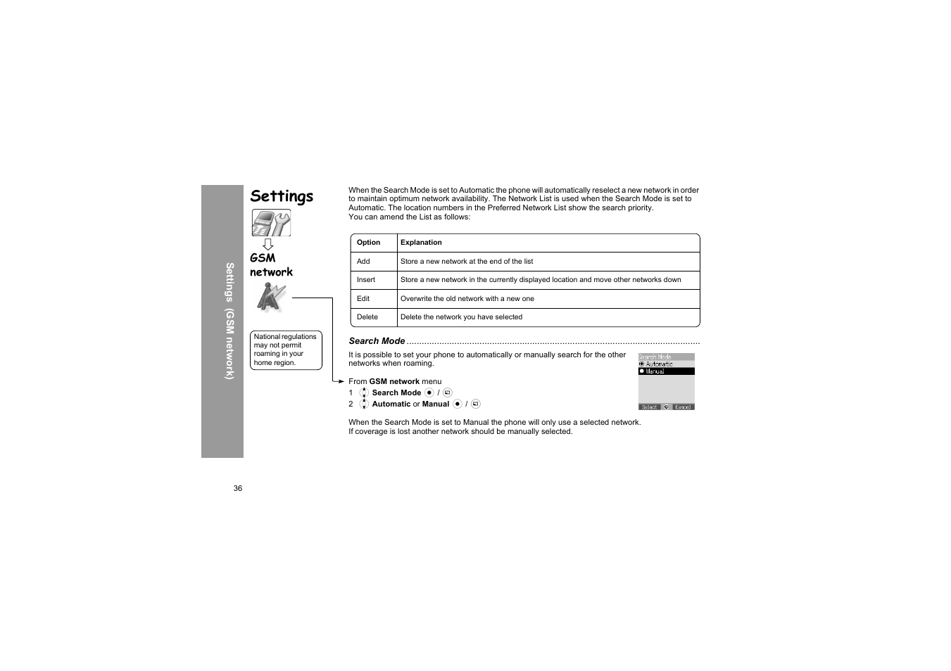 Settings | Panasonic X66 User Manual | Page 39 / 129