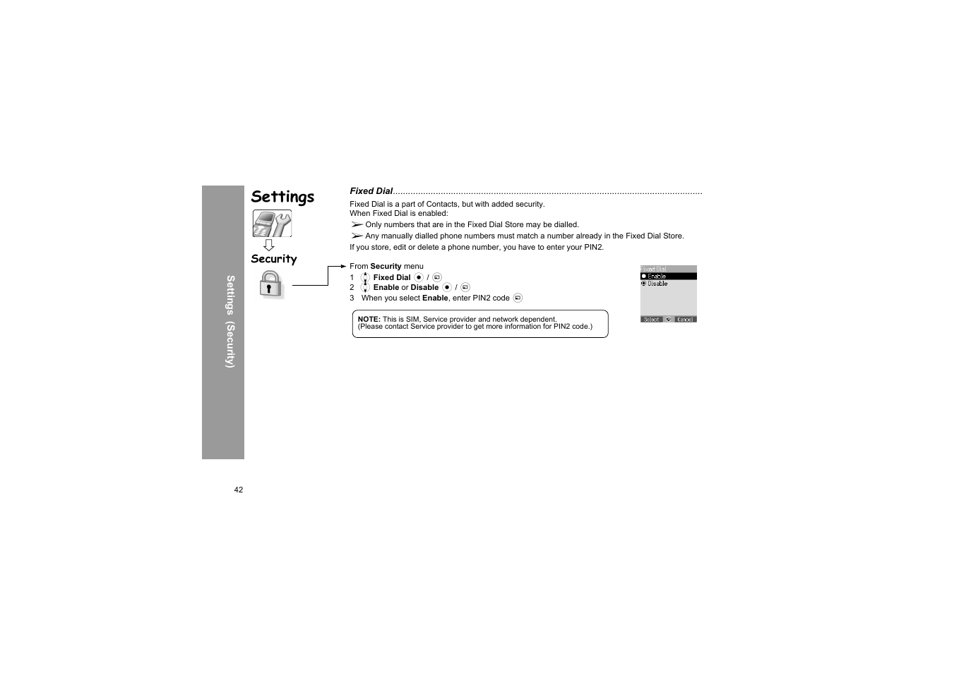 Settings | Panasonic X66 User Manual | Page 45 / 129