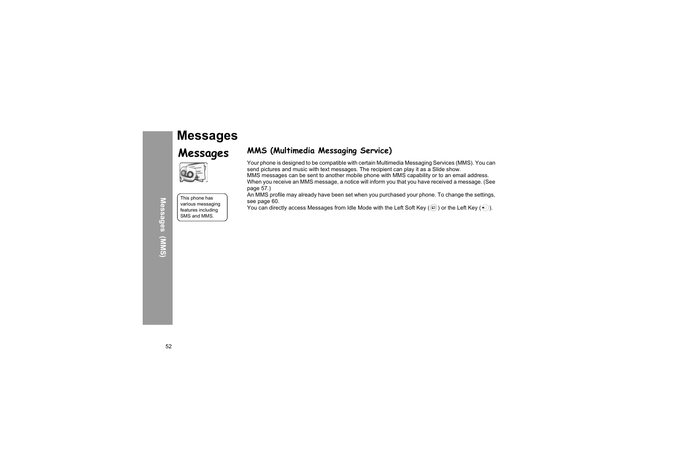 Messages, Mms (multimedia messaging service) | Panasonic X66 User Manual | Page 55 / 129