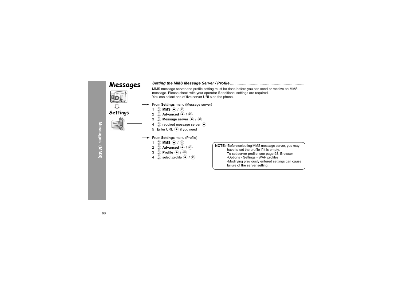 Messages, Settings | Panasonic X66 User Manual | Page 63 / 129