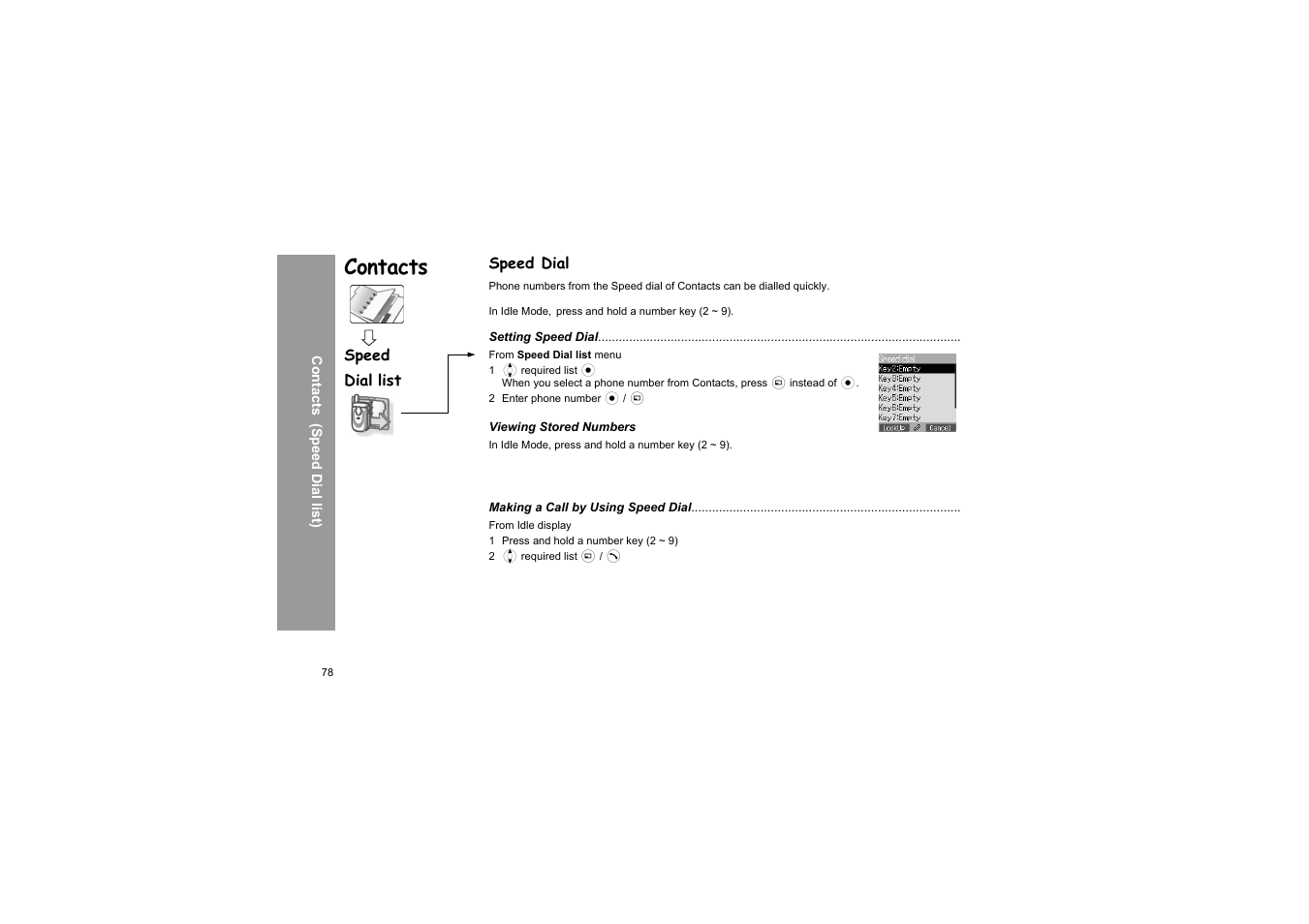 Speed dial, Contacts | Panasonic X66 User Manual | Page 81 / 129