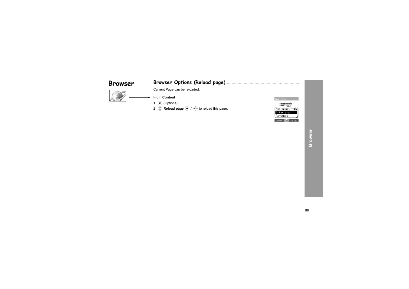 Browser | Panasonic X66 User Manual | Page 92 / 129