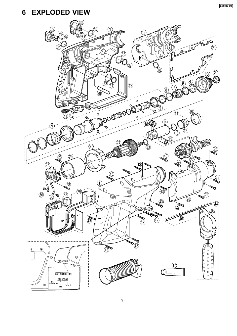 6 exploded view | Panasonic EY6813-U1 User Manual | Page 9 / 10