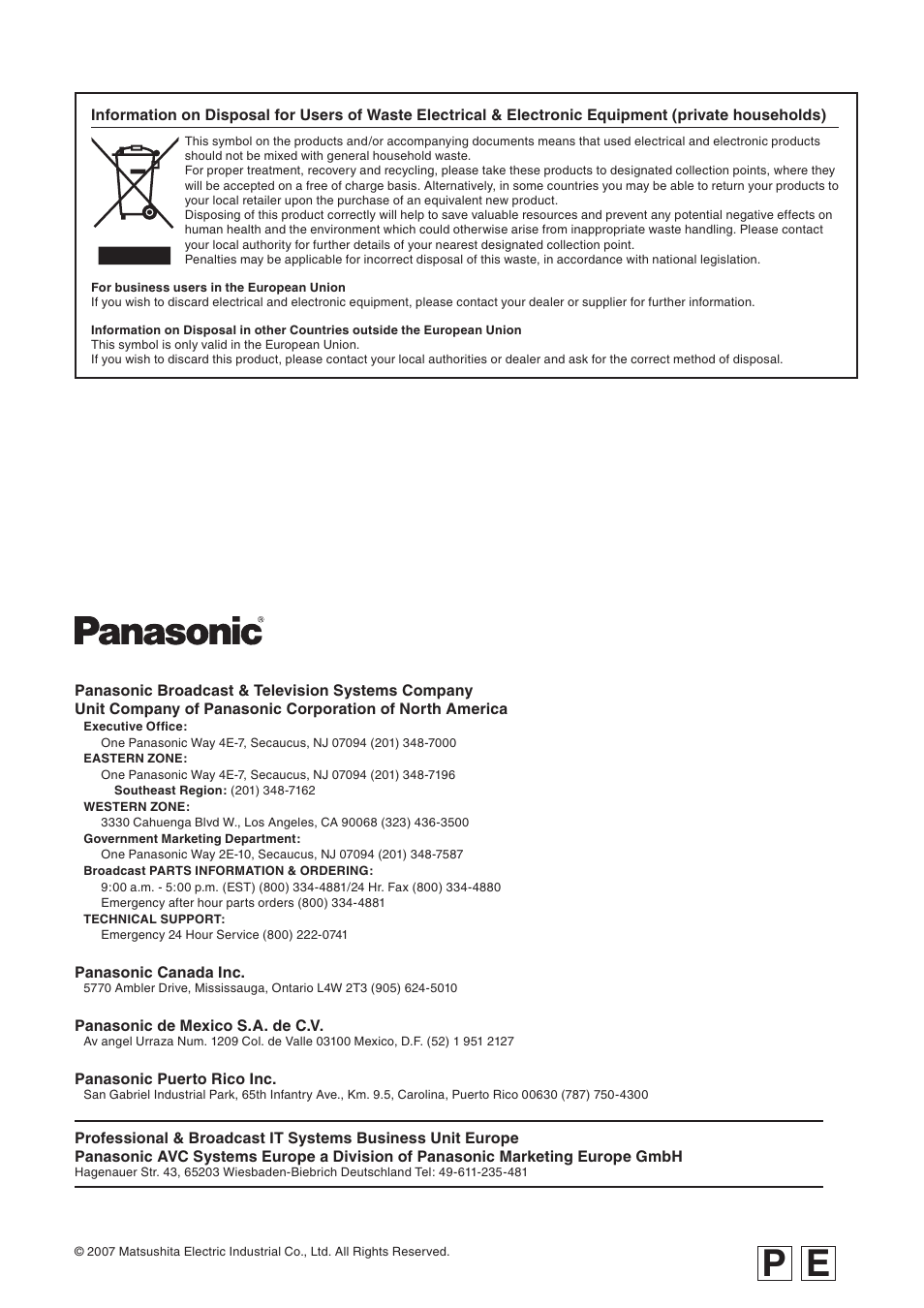 Panasonic AG-HPX500E User Manual | Page 152 / 152