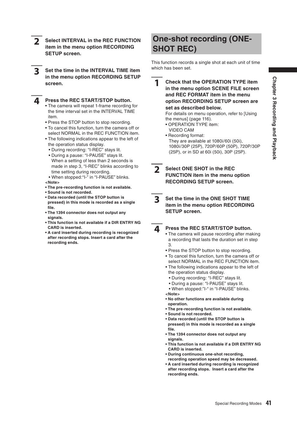 One-shot recording (one-shot rec), One-shot recording (one- shot rec) | Panasonic AG-HPX500E User Manual | Page 41 / 152