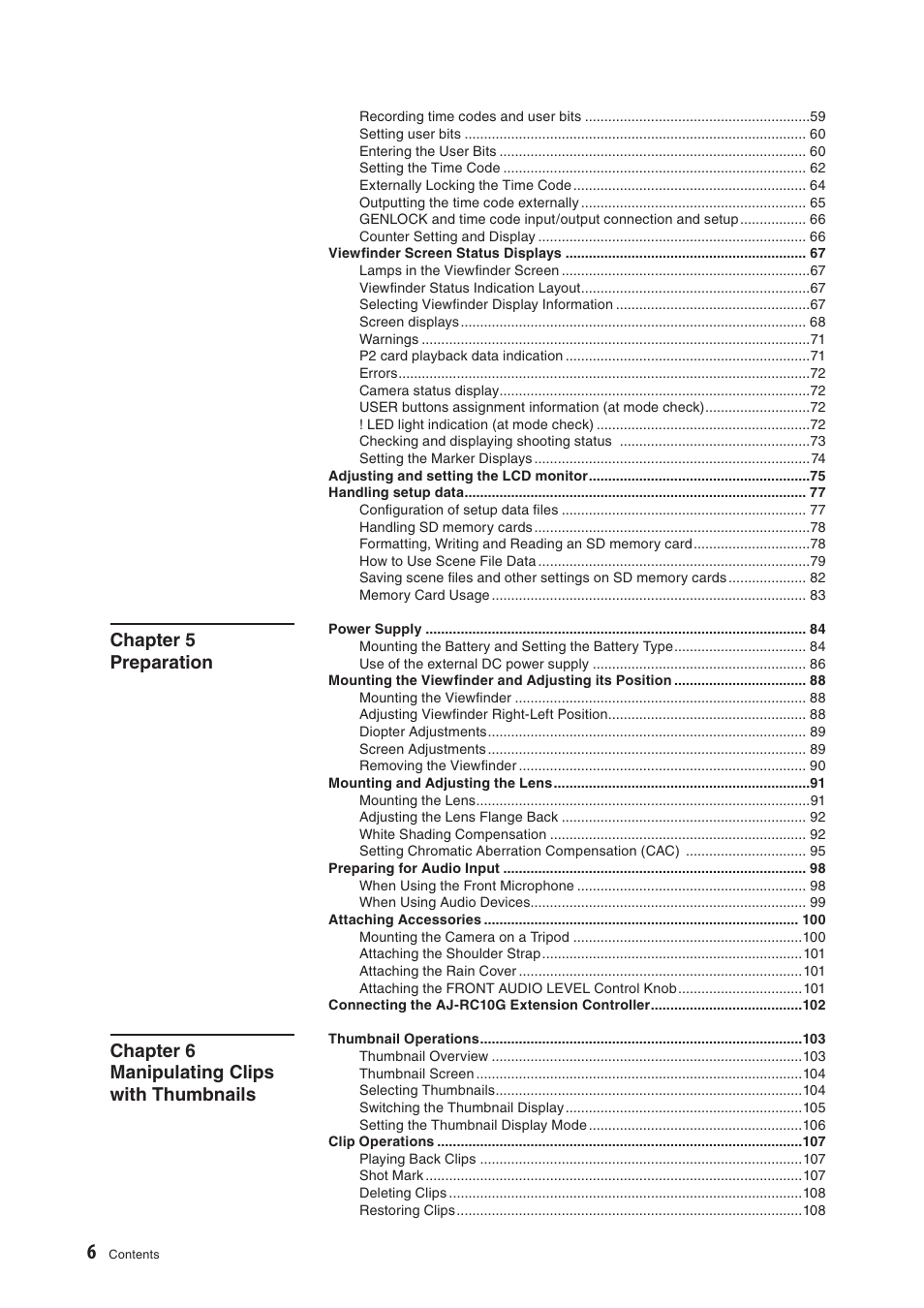 Panasonic AG-HPX500E User Manual | Page 6 / 152