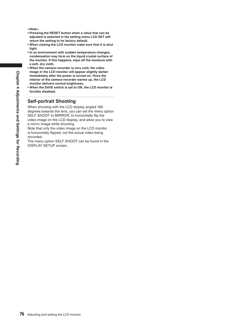 Self-portrait shooting | Panasonic AG-HPX500E User Manual | Page 76 / 152