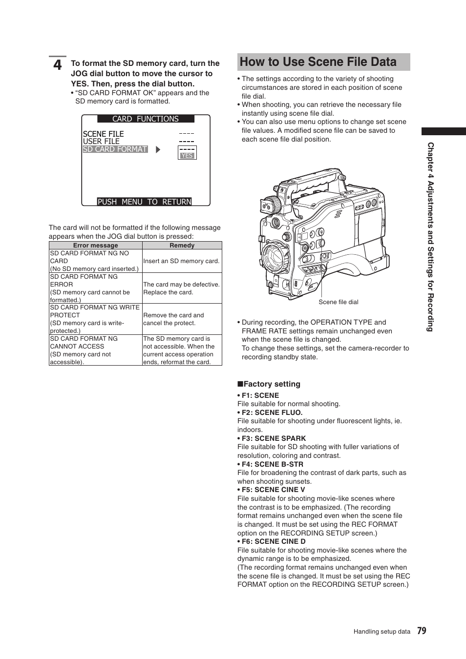 How to use scene file data | Panasonic AG-HPX500E User Manual | Page 79 / 152