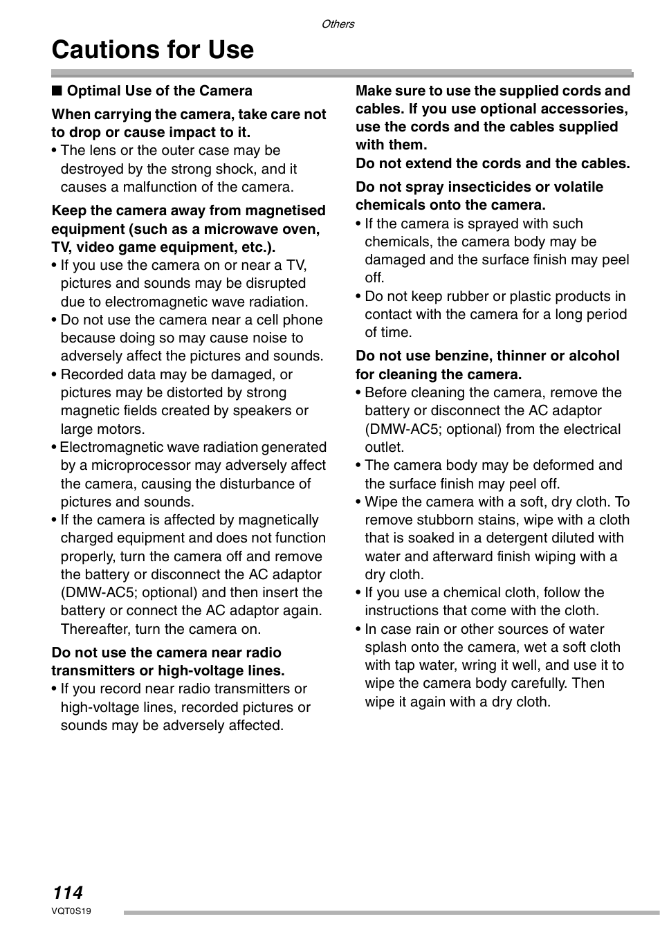 Cautions for use | Panasonic DMC-LX1PP User Manual | Page 114 / 136