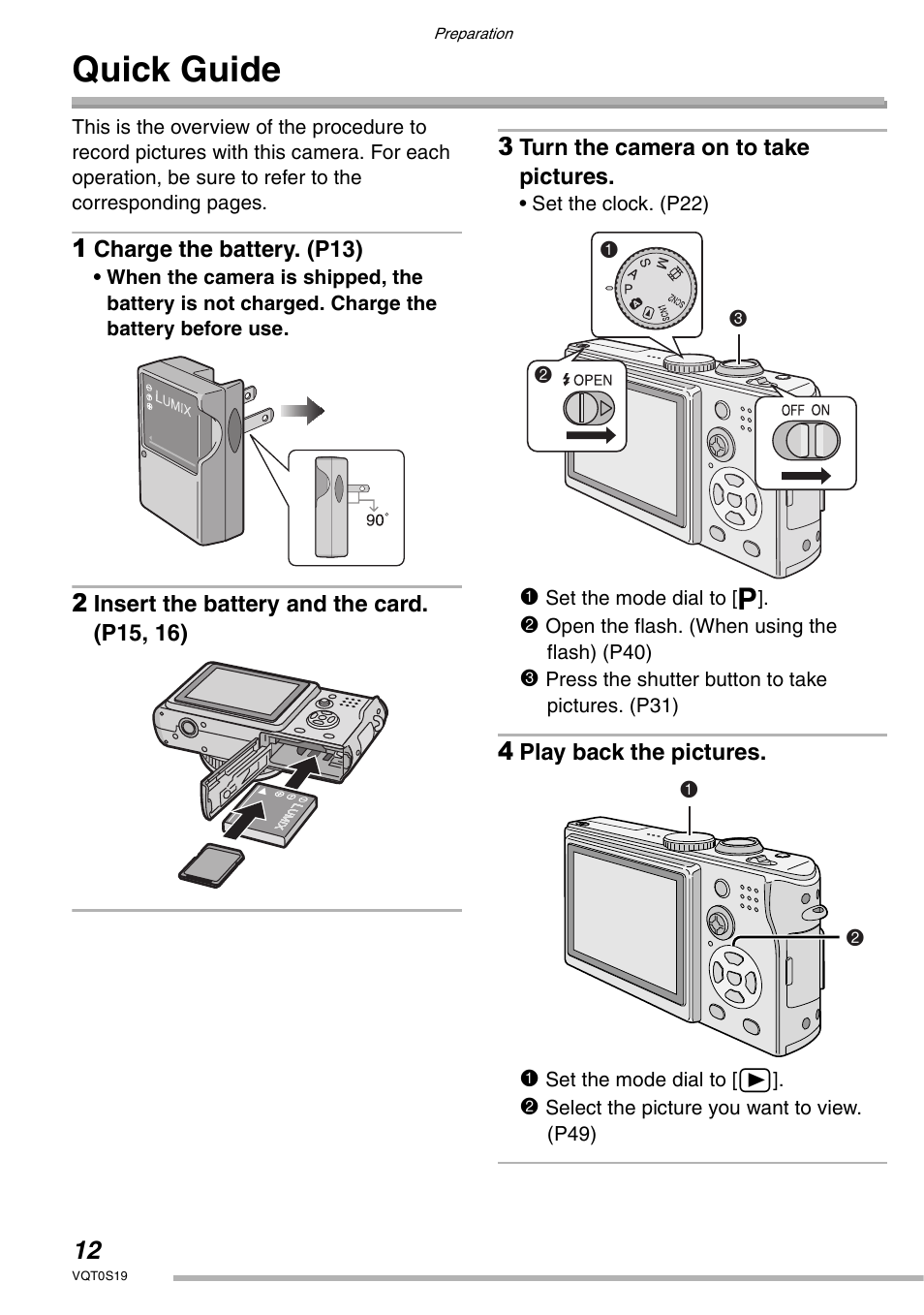 Quick guide | Panasonic DMC-LX1PP User Manual | Page 12 / 136