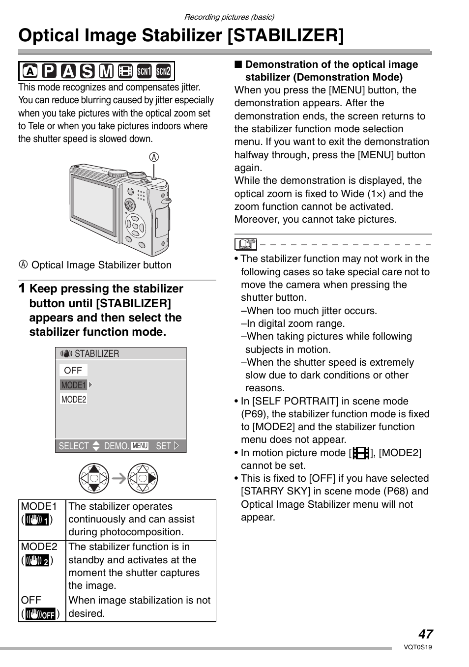 Optical image stabilizer (stabilizer), Optical image stabilizer [stabilizer | Panasonic DMC-LX1PP User Manual | Page 47 / 136