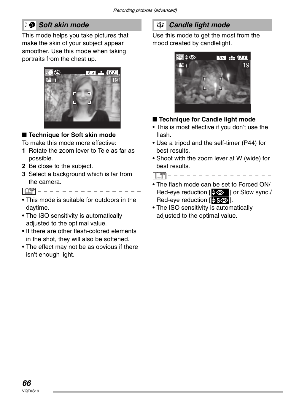 Soft skin mode, Candle light mode | Panasonic DMC-LX1PP User Manual | Page 66 / 136