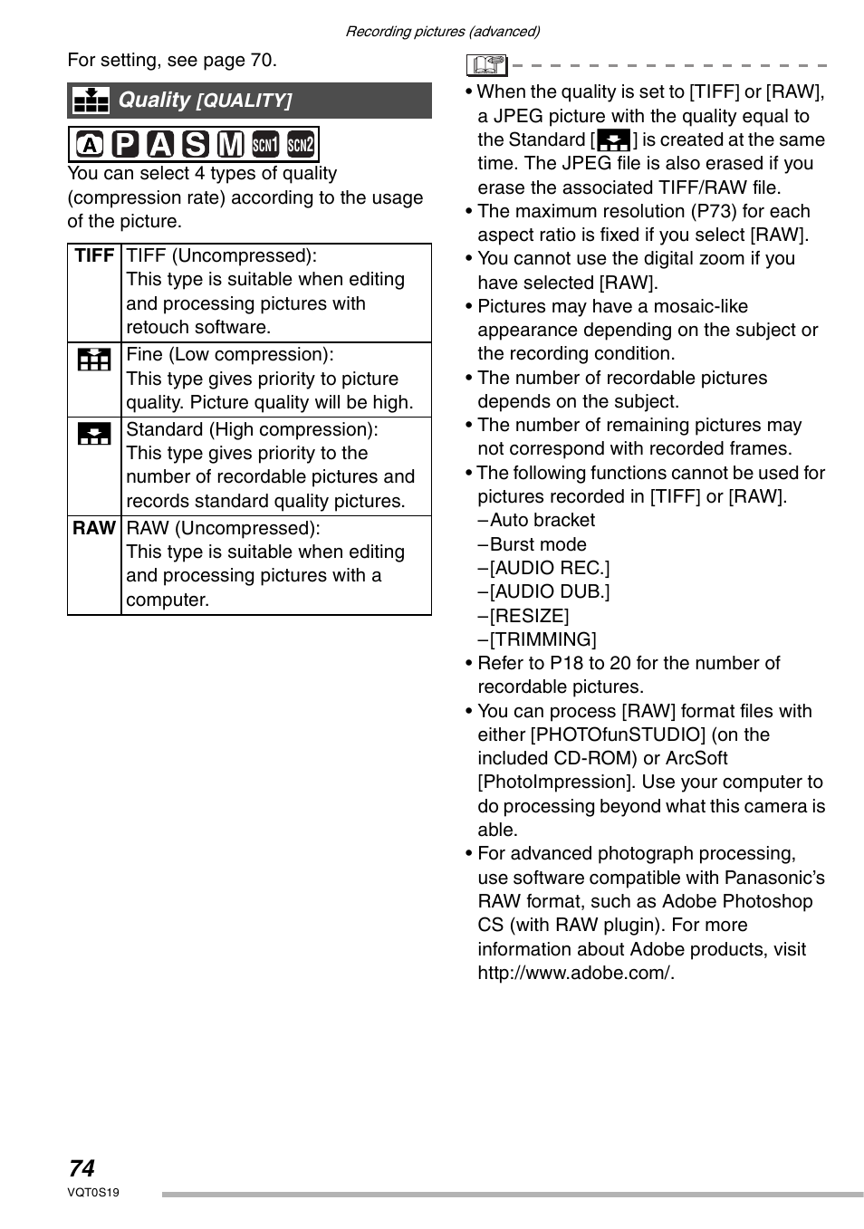 Quality | Panasonic DMC-LX1PP User Manual | Page 74 / 136