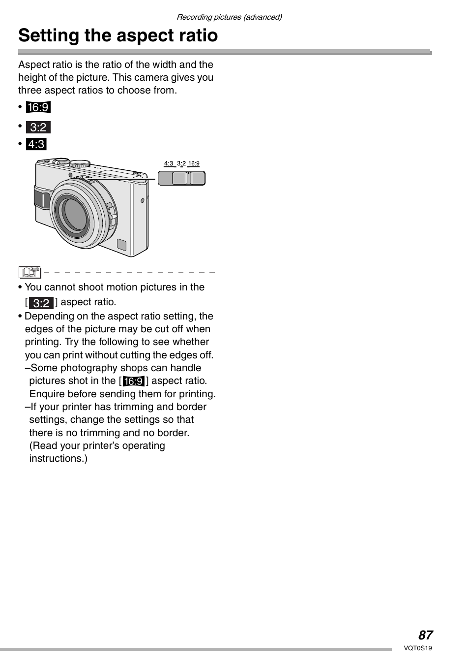 Setting the aspect ratio | Panasonic DMC-LX1PP User Manual | Page 87 / 136