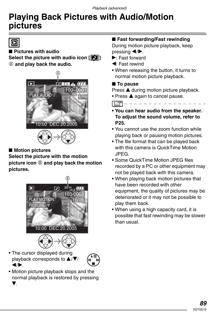 Playback (advanced), Playing back pictures with audio/motion pictures | Panasonic DMC-LX1PP User Manual | Page 89 / 136