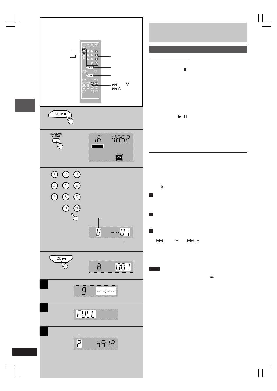 Listening operations cds program play, Press [stop l ] to select the cd mode, Press [program/–clear | Press [cd - / j | Panasonic SC-PM10 User Manual | Page 14 / 24