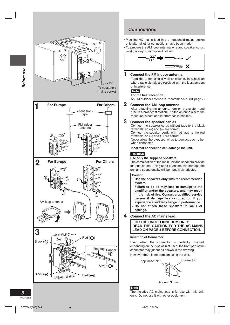 Connections | Panasonic SC-PM10 User Manual | Page 6 / 24