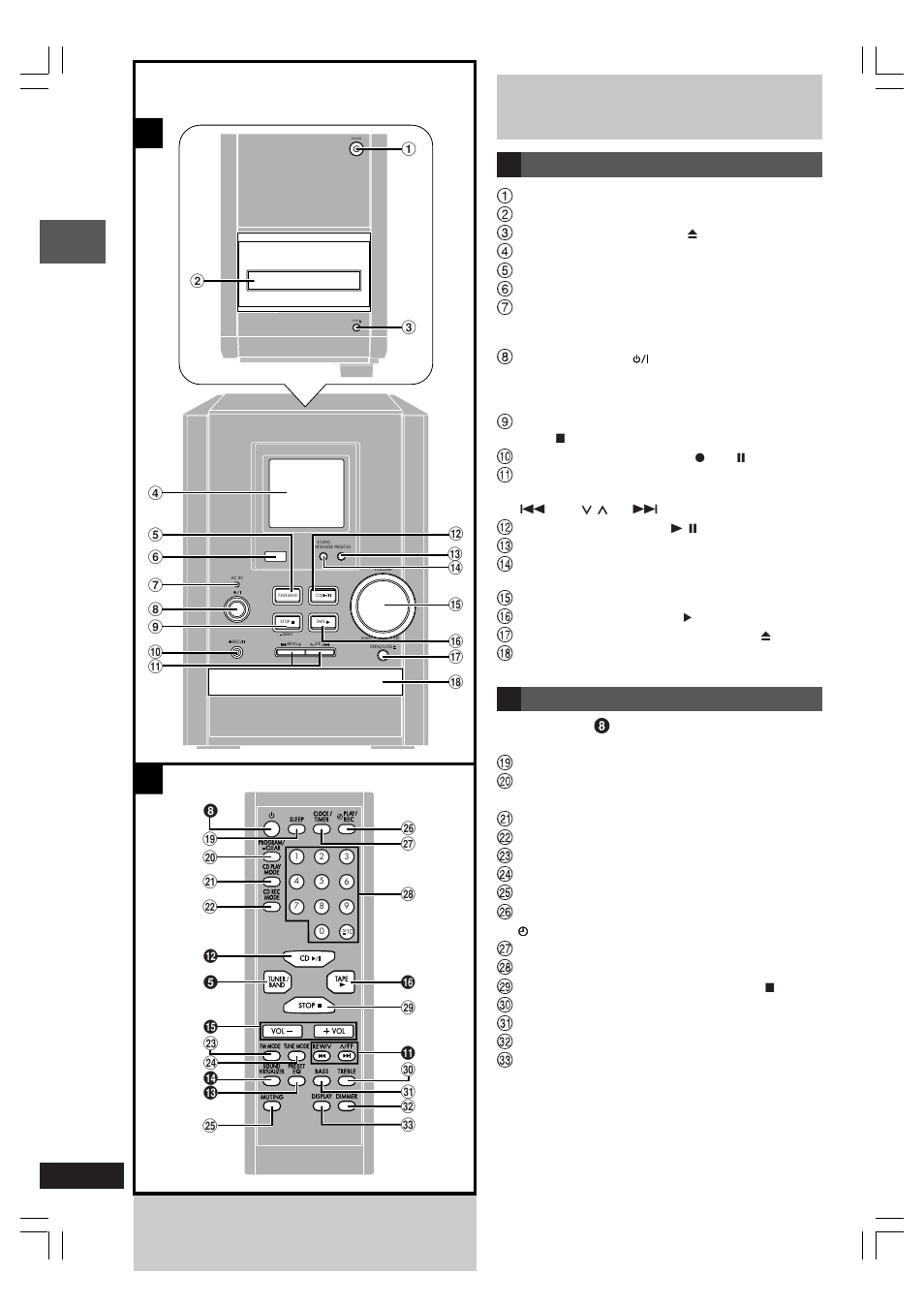 Front panel controls, Before use, Main unit 1 | Remote control | Panasonic SC-PM10 User Manual | Page 8 / 24