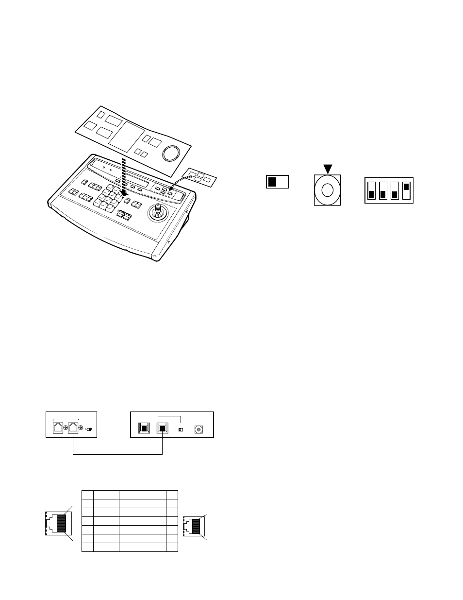 Installations, Modifying the front panel, Connection with the wv-cu550c system controller | Off on, Term. mode on off | Panasonic WJ-FS616C User Manual | Page 68 / 82